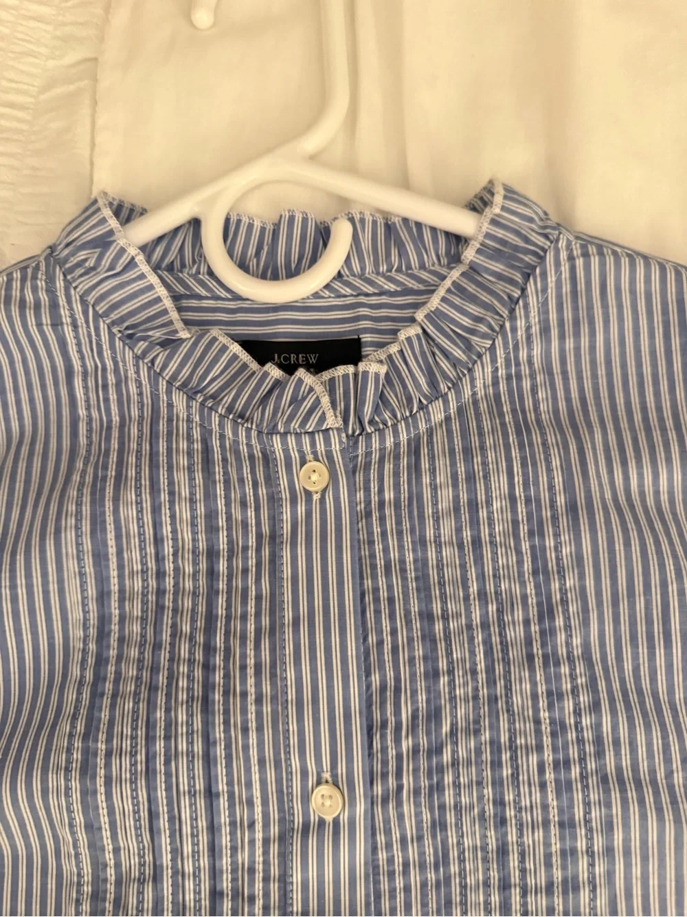 J. Crew Womens light Blue and White Tuxedo Pinstripe Button-Front Shirt Size S
